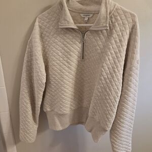 Cream Quilted Half-Zip Pullover